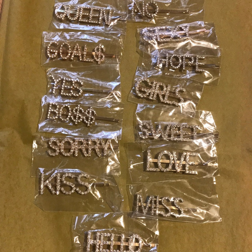 14pcs gold rhinestone barrettes hair clips